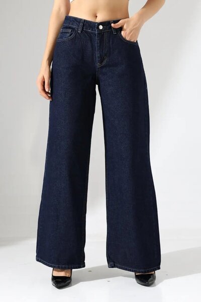 Cool & Sexy Γυναικείο Σκούρο Μπλε Τζιν Παλάτσο