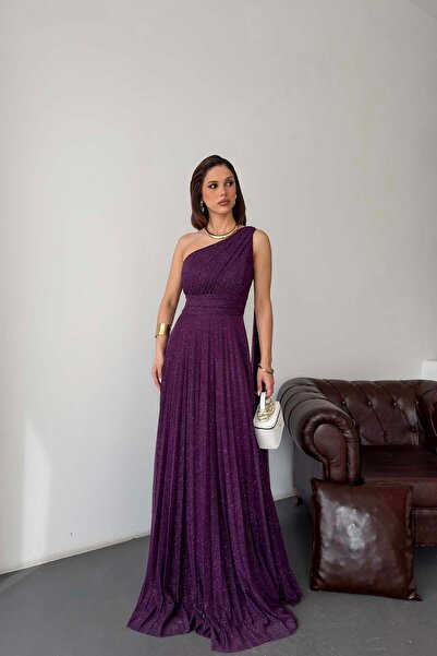 MyLoore Γυναικείο μωβ φόρεμα με έναν ώμο, μακρύ βραδινό φόρεμα |   Φόρεμα για...