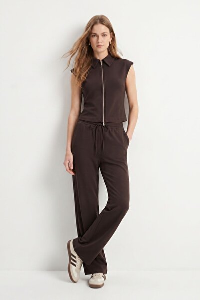 Rays Καφέ Σετ Μπλούζα με Φερμουάρ και Παντελόνι 2796