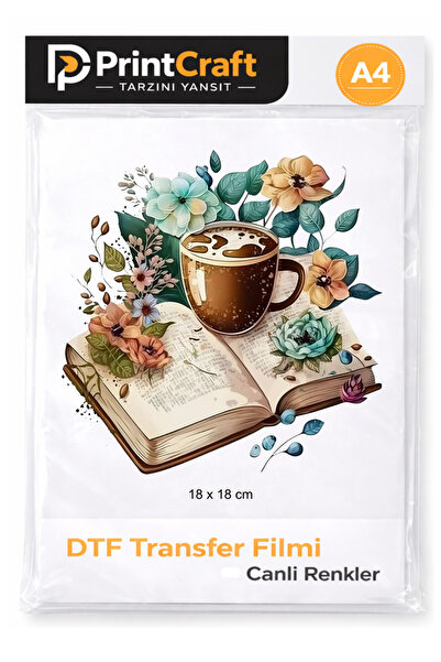 Palo Santo 18x18 cm kahve ,Kitap ve Çiçek Modeli Ütü ile Yapışan DTF Transfer...