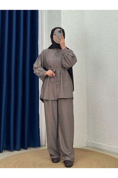 MİHRA STORE Σετ φράουλας με παντελόνι Çisem Stone-NA3435 Βιζόν