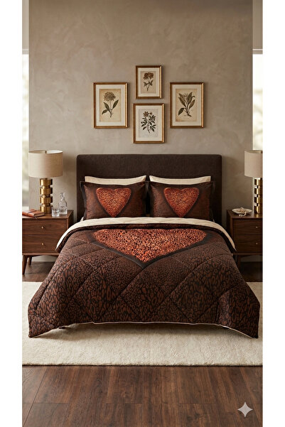 AYBERK HOME TEXTİLE Ayberk Home Tekstil Leopar Desenli Kalpli 6 Parçalı Çift ...