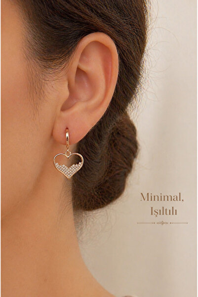 Sacce Scarves&Accessories Heart Charm Hoop Earrings – Minimal Sparkling Zirco...