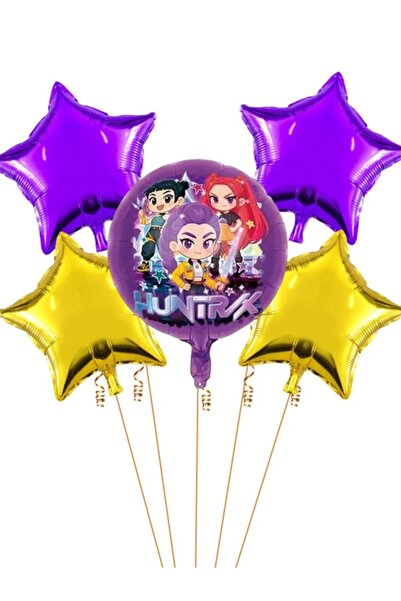 parti show K-POP Demon Hunters 5'li Folyo Balon Seti