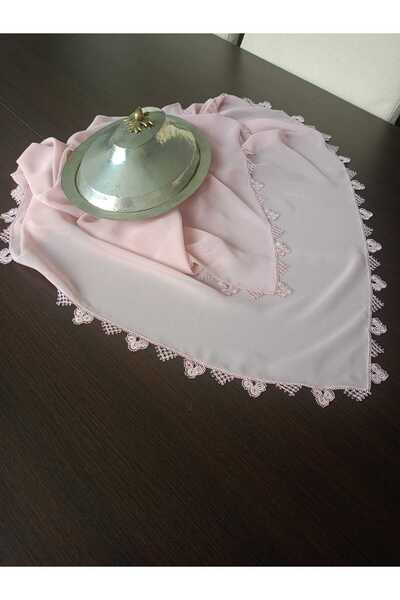 İyisini İstersen KENARLARI EL YAPIMI TEK MEKİK VE İĞNE OYALI PUDRA PEMBE RENK...