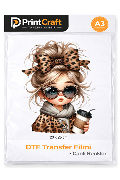 Palo Santo 20x25 cm Süslü Kız Modeli Ütü ile Yapışan DTF Transfer Baskı (A3)