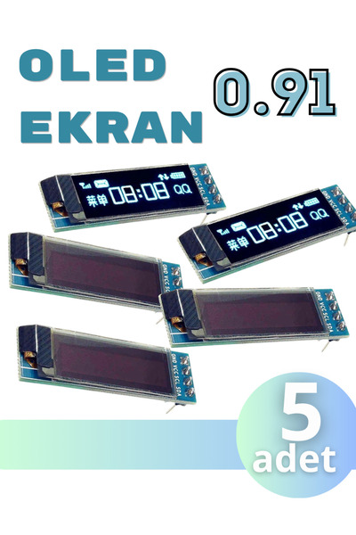 Arduino 5-adet 0.91" OLED Ekran 128x32 I2C (SSD1306)