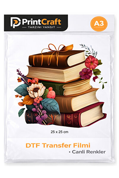 Palo Santo 25x25 cm Kitaplar Modeli Ütü ile Yapışan DTF Transfer Baskı (A3)