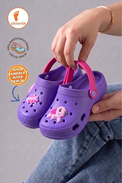 AlbiShoes Gezer Süslü Papuci și sandale pentru fetițe și copii, cu fața închi...