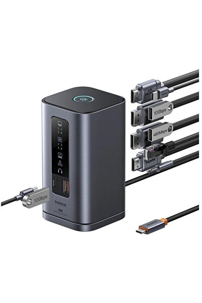 Baseus Stație de andocare Seria Spacemate 11-în-1, USB-C și 2x HDMI 4K@60Hz, ...