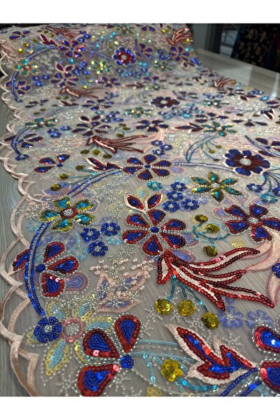 OsmanKumaşDantel Pulley Machine Work Bead Sequin Embroidered Lace