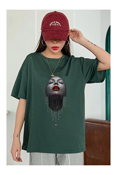 ZİYMO Γυναικείο Υπερμεγέθες Μπλουζάκι με Περλέ Λάμψη