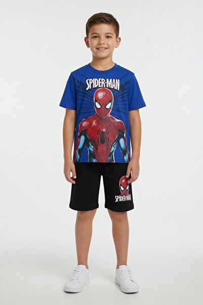 Cansın Mini Navy Blue Spiderman Themed T-Shirt and Shorts Boys' 2-Piece Set 2...