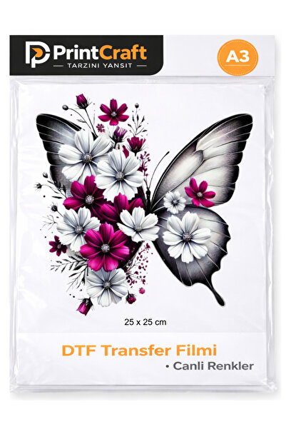 Palo Santo 25x25 cm Gümüş Renkli Kelebek Modeli Ütü ile Yapışan DTF Transfer ...