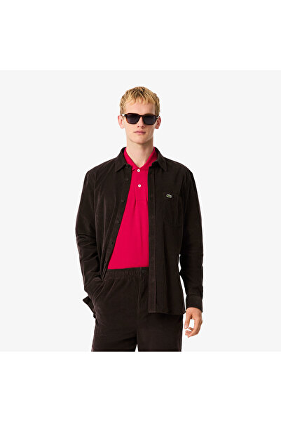 Lacoste Erkek Regular Fit Kadife Kahverengi Gömlek