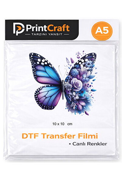 Palo Santo 10x10 cm Mavi Kelebek Modeli Ütü ile Yapışan DTF Transfer Baskı (A5)