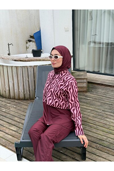 tummabutik Paraşüt Kumaş 3'lü Tam Kapalı Tesettür Mayo