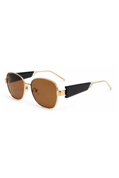 Toz Vintage Plezen Gold Metal Framed Brown Glass Oval Unisex Vintage Retro Su...