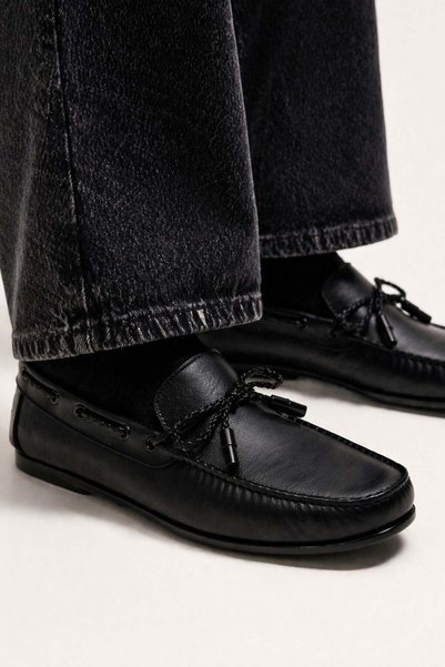 VARNAS Men's Black Genuine Calfskin Tasseled Driver Loafer Shoes – Salvatore
