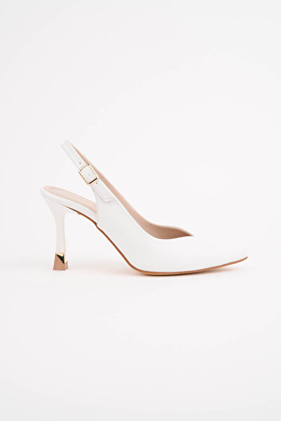 MASSOLE Λευκό Δερμάτινο Ανοιχτό Πίσω Μέρος 8,5 εκ. V Μοντέλο Γυναικείο Καλοκα...