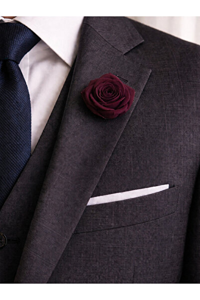 MİRAY FLOWERS HEDİYELİK Saten gül yaka iğnesi Bordo damat yaka çiçeği yaka gülü