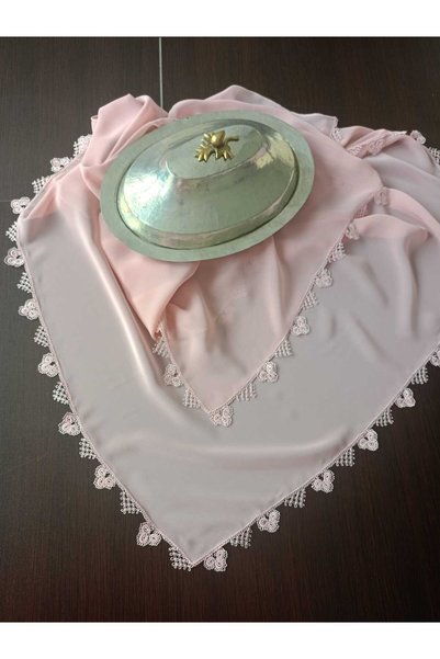 İyisini İstersen Handmade with Hand-Embellished Details and Needle-Embroidered Powder Pink Color Crepe Mevlüt Head Cover