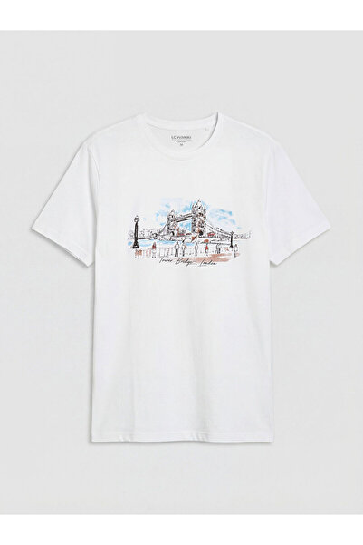 LC Waikiki تي شيرت رجالي مطبوع عليه Vizyon New Season Crew Neck London
