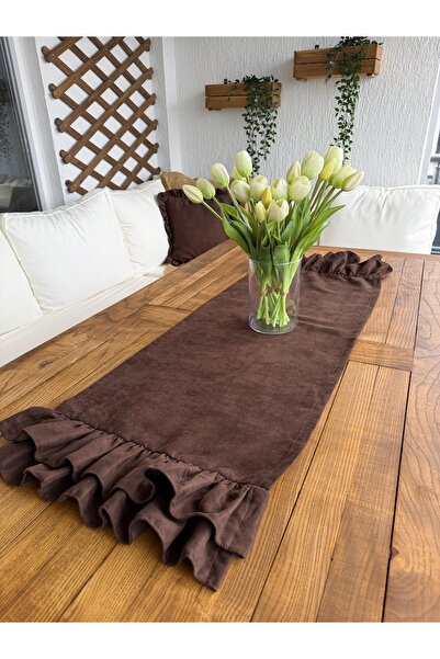 Decamor home Βίντατζ Ματσάκι Διπλού Βολάν σε Καφέ Ανθρακί