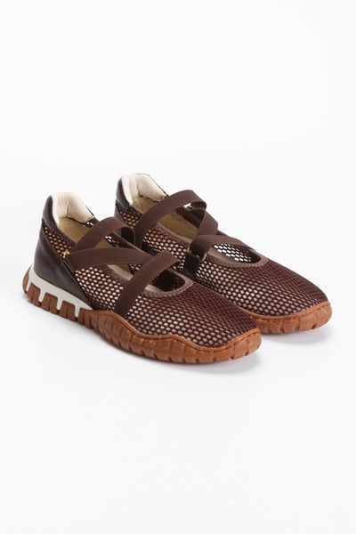 Floransa Brown Mesh Ballerinas - Flexible Straps and Comfortable Sole