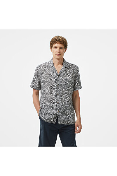 Guess Ss Bowling Aop Shirt Erkek Siyah Gömlek