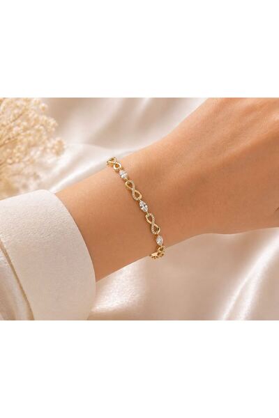 Home Cm Jewelry Zircon Stone Infinity Bracelet – Gold Stylish Women's Bracelet