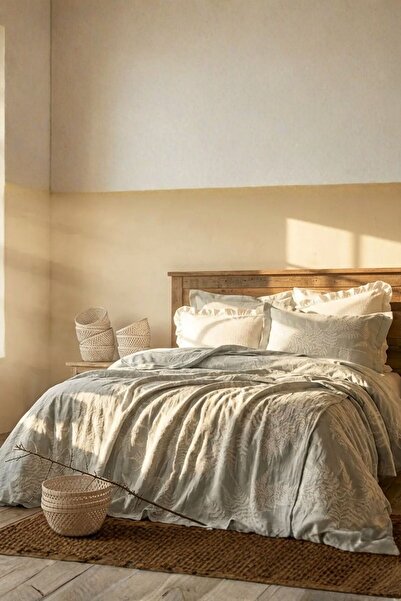Layan Home طقم غطاء سرير من الجاكار مكون من 9 قطع من هيرا - لون نيلي