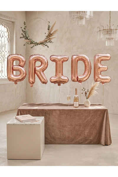 parti kral Rose Gold Bride Folyo Balon (Her harf 100 cm)