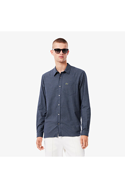 Lacoste Erkek Regular Fit Kareli Lacivert Gömlek