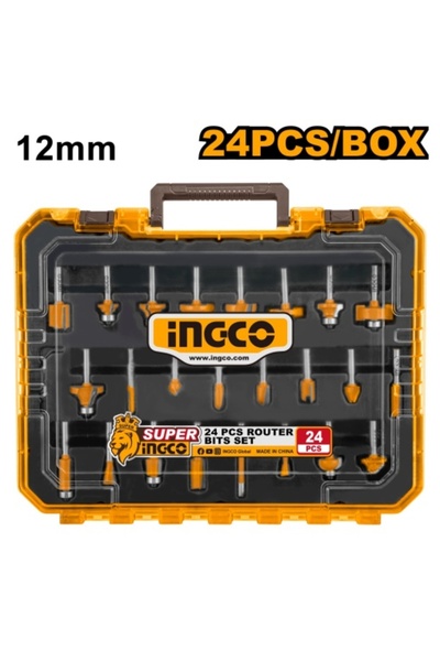 Ingco Σετ Αξεσουάρ Βιομηχανικού Ρούτερ 12 χιλιοστών, 24 τεμάχια, AKRT 24122