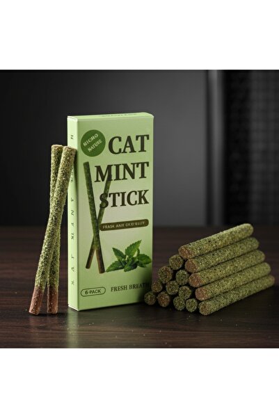 Kedi için %100 Doğal Matatabi (Actinidia Polygama) Ağacı ve Catnip Karışımlı, Naneli 6 Parça Çubuk
