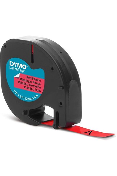 Dymo LetraTag Plastik Kırmızı Şerit 59424 (12mm x 4 metre)