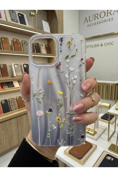 OVADA Iphone 12/12 Pro Uyumlu Sarmaşık Çiçek Desenli Telefon Kılıf