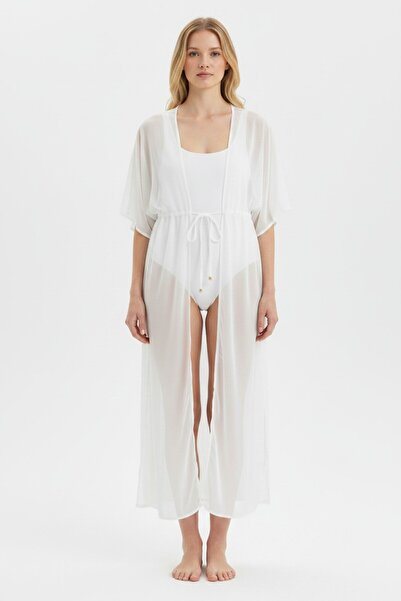 sun and moon White Transparent Long Beach Tunic