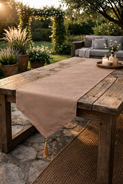Econice Wheat Color Duck Linen Decorative Runner 40 X 140 cm