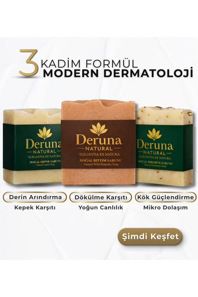 Dökülme & Kepek Karşıtı 3’lü Doğal Saç Bakım Seti | Bıttım Defne Biberiye 315 g.