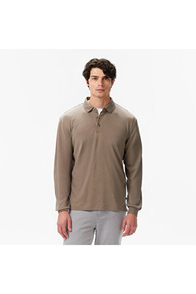 Nautica Erkek Kahverengi Classic Fit Uzun Kollu Polo