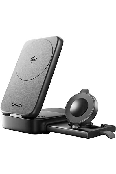 LISEN Încărcător fără fir 3 în 1, Qi2, 15W - W103 (YL0424120009) - Gri