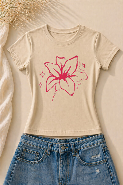 EVIus Tricou de damă cu mânecă scurtă, imprimat cu desen floral, din Lycra, m...