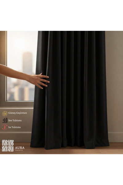 Fluiana Blackout Perde | Siyah Blackout Perde | %100 Karartma Perde|Güneş Geç...