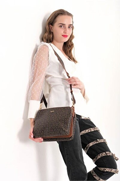 Just Polo Women's Monogram Printed Just & Polo 5 Compartment Shoulder Bag