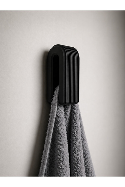 ModuLab 3D Wall Mounted Towel Rack Black – Modern Minimal Design Wall Hook, B...