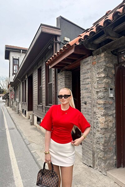 lizge giyim İKİ YANI BÜZGÜ DETAY TSHIRT