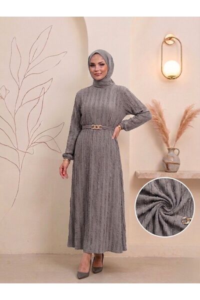 ECEYLÜL MODA Γυναικείο μαύρο φόρεμα με διπλό βολάν, ελαστικό ύφασμα με υφή, χ...