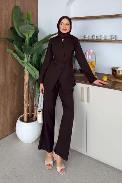 Hazamoda Σετ παντελονιού καφέ χρώματος